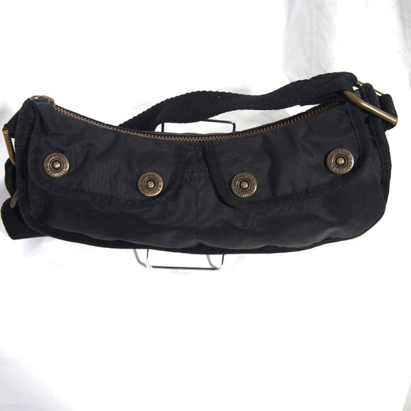 Gap Y2K Nylon Handbag Black/Orange Print Interior Mini Hobo Purse Shoulder Bag - Picture 1 of 16